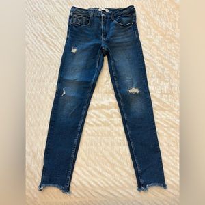 Zara Girls Ripped Skinny Jeans, Blue Denim, Size 13-14